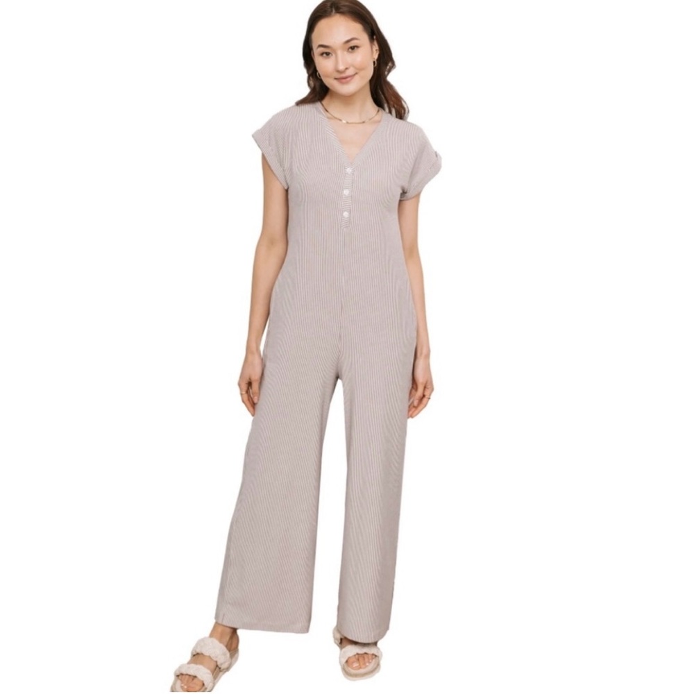 Smash + Tess Brown and White Striped Top